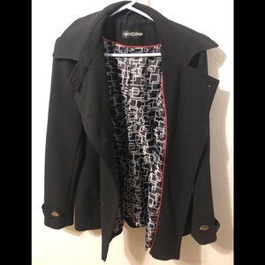 MarCona NWOT Black Peacoat w contrasting liner